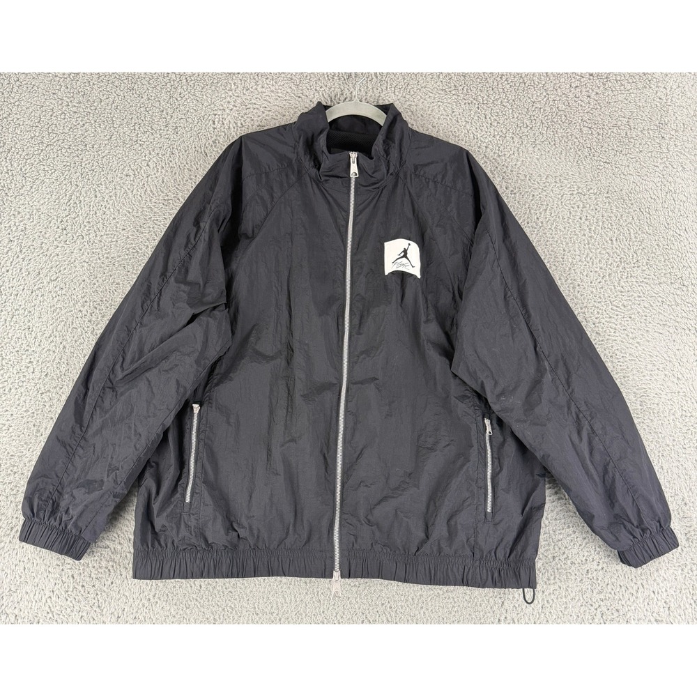 Jordan‎ Flight Jacket Men's XXL Black Windbreaker Full Zip Mesh Lined DQ7336-010